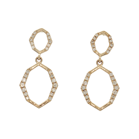 14K Yellow Gold Diamond Dangle Earrings