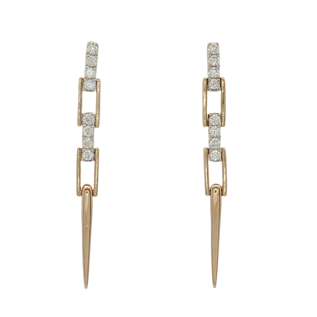 14K Yellow Gold Diamond Stiletto Earring