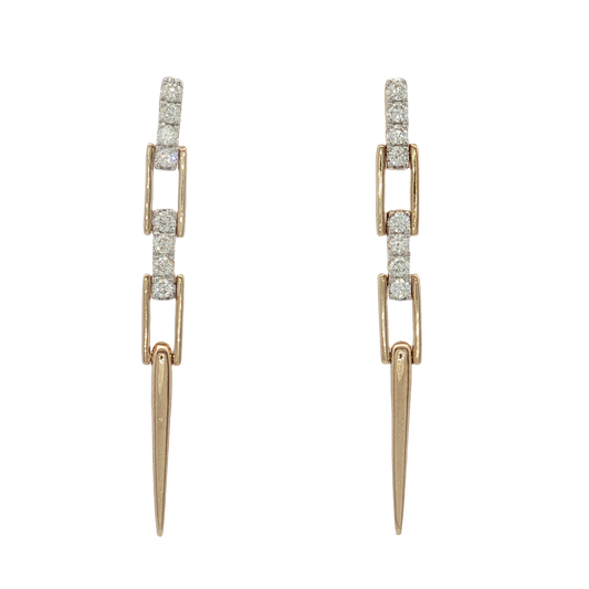 14K Yellow Gold Diamond Stiletto Earring