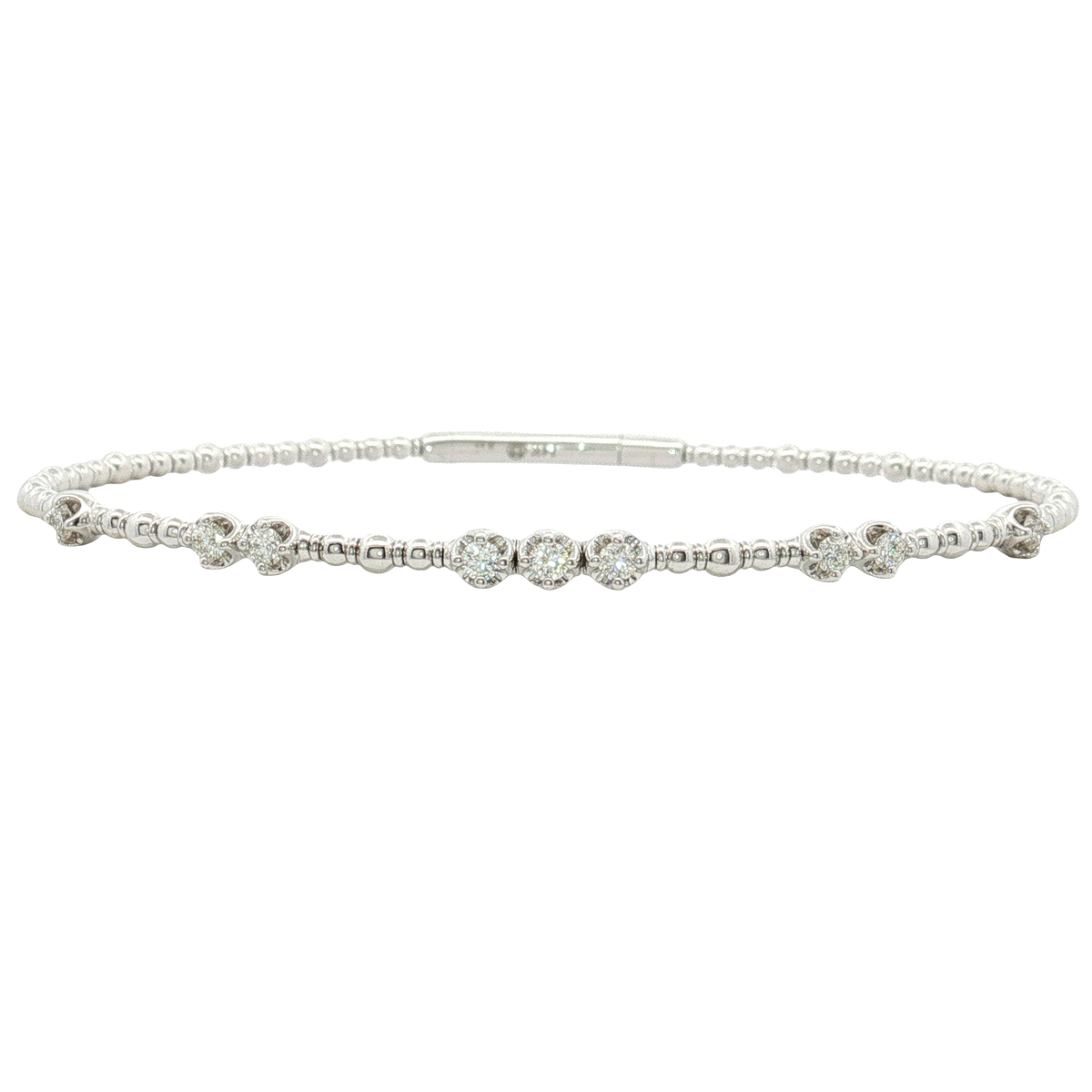 14K White Gold Diamond Bangle