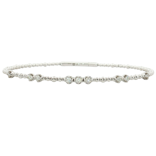 14K White Gold Diamond Bangle