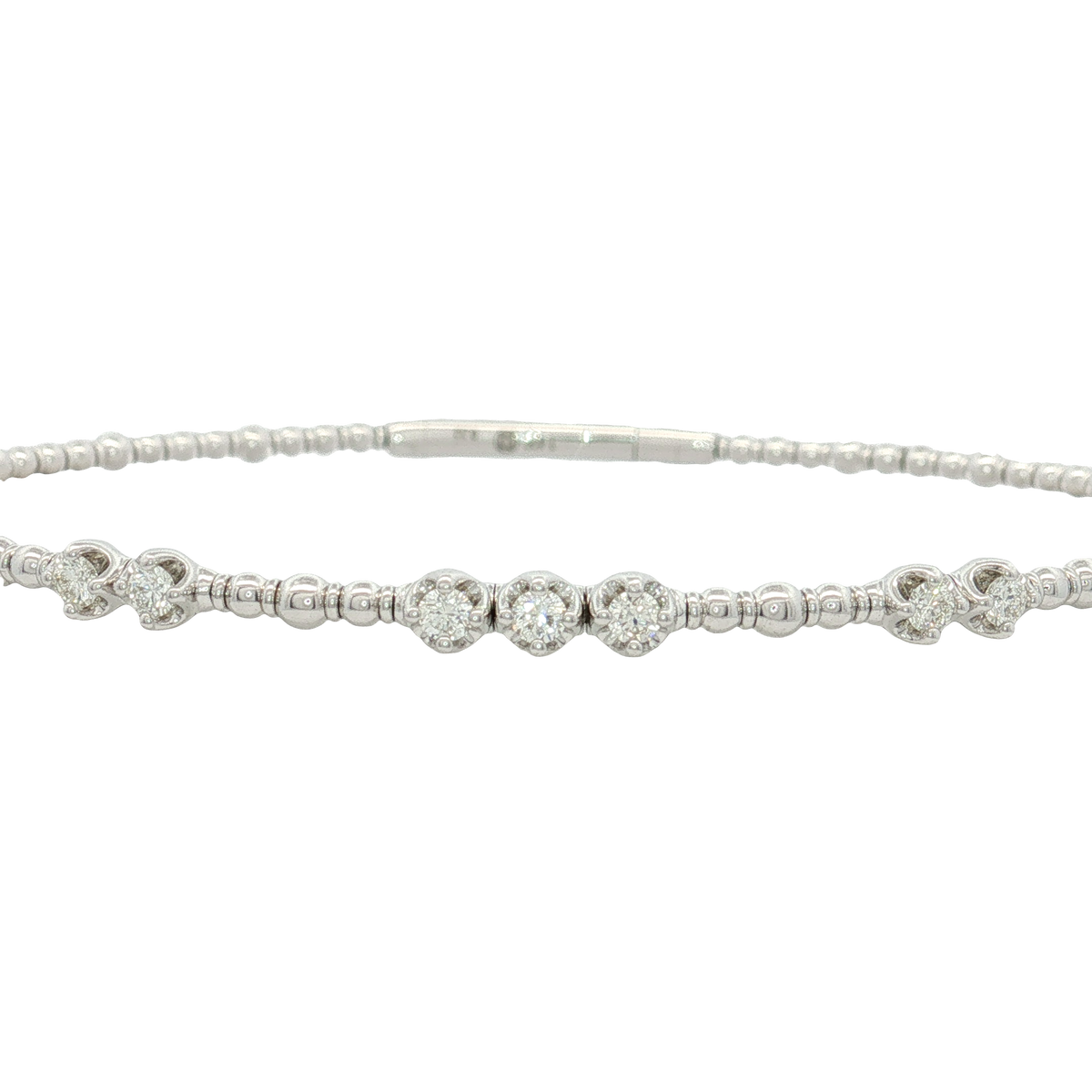 14K White Gold Diamond Bangle