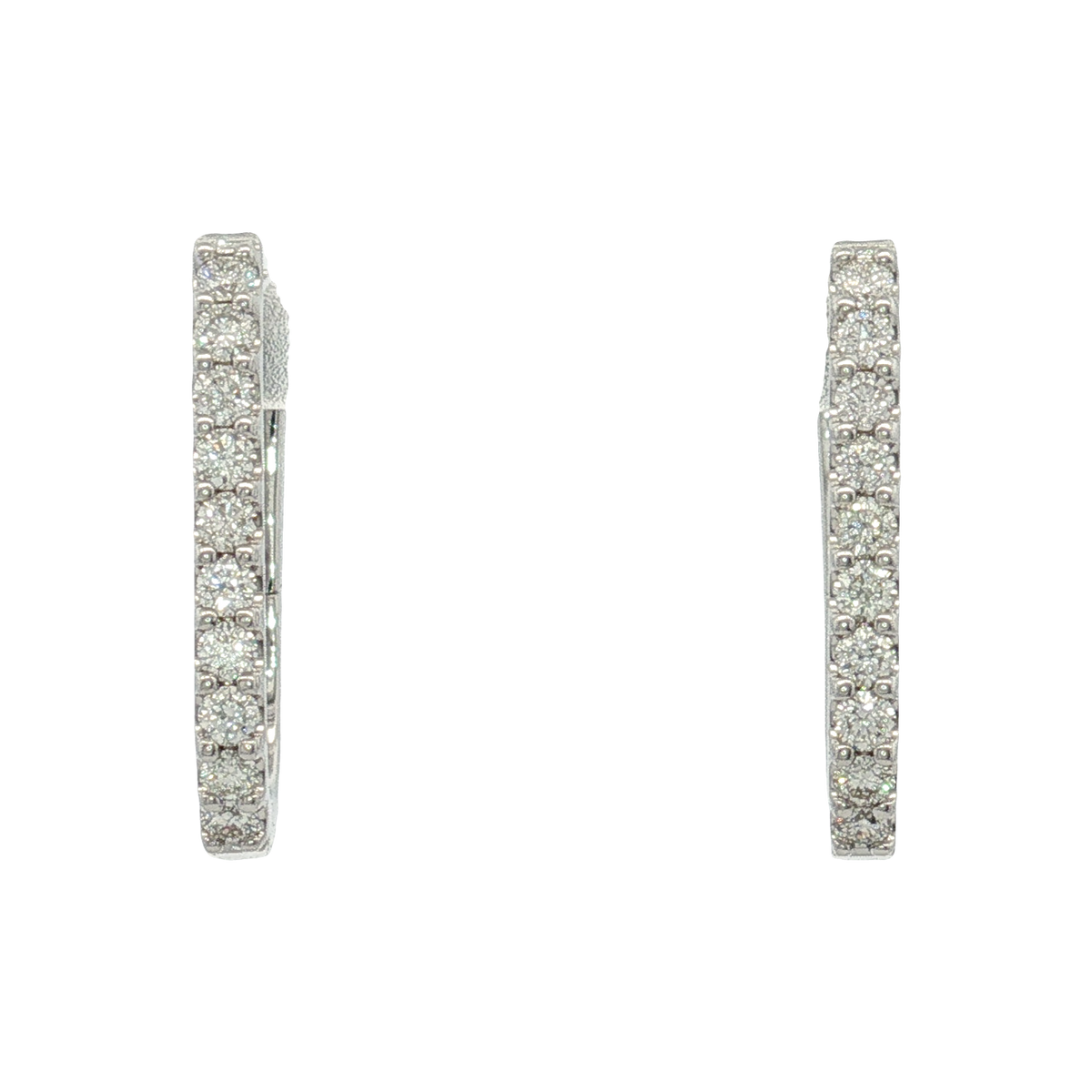 14K White Gold Diamond Hoop Earrings
