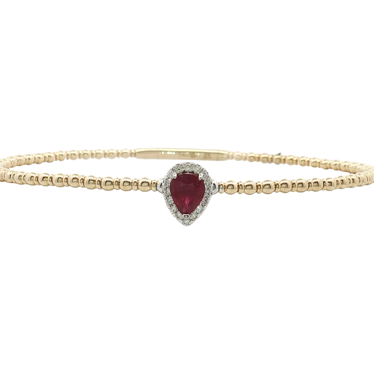 14K Yellow Gold Ruby and Diamond Bangle