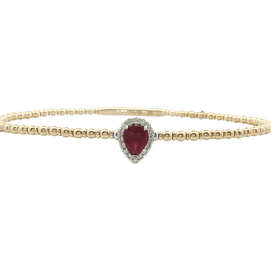 14K Yellow Gold Ruby and Diamond Bangle