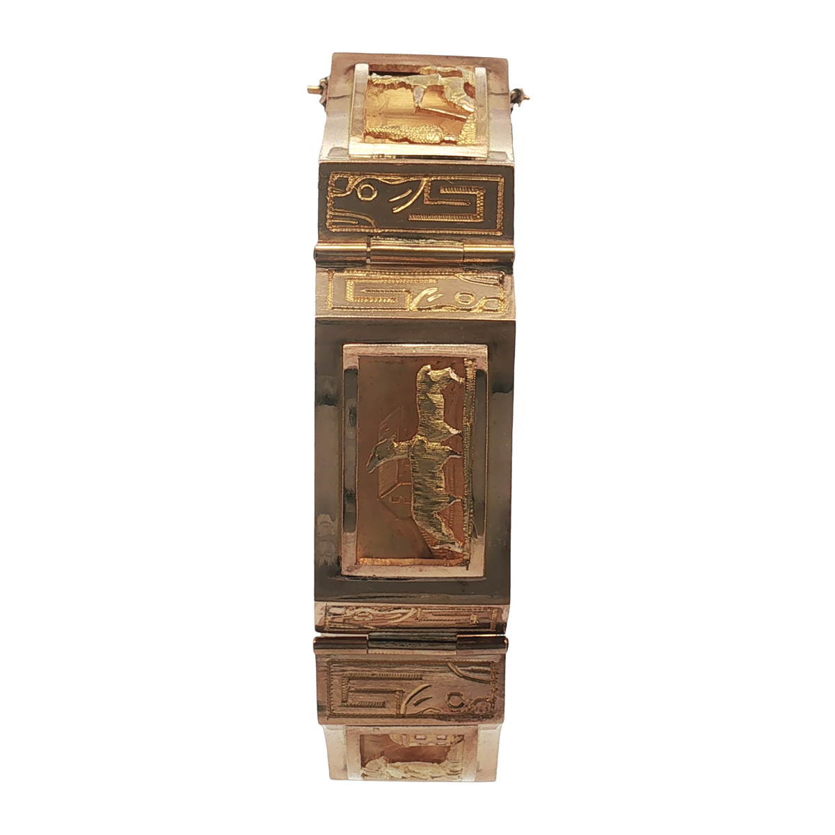 Estate- 14K Yellow Gold Vintage Story Panel Bracelet