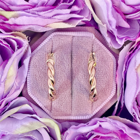 14K Yellow Gold Double Twisted Hoops
