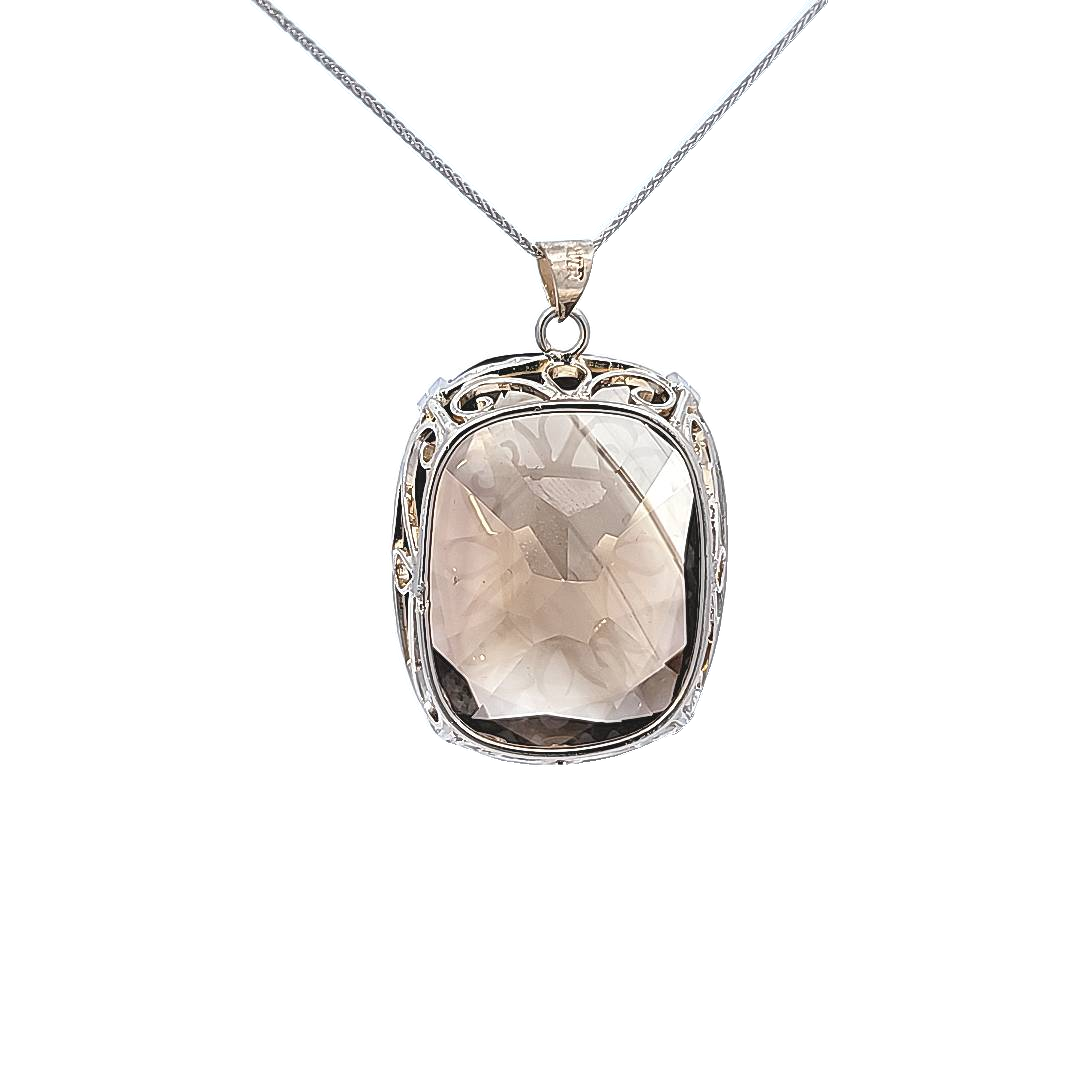 Smokey Quartz and Sterling Silver Pendant (chain sold separately)