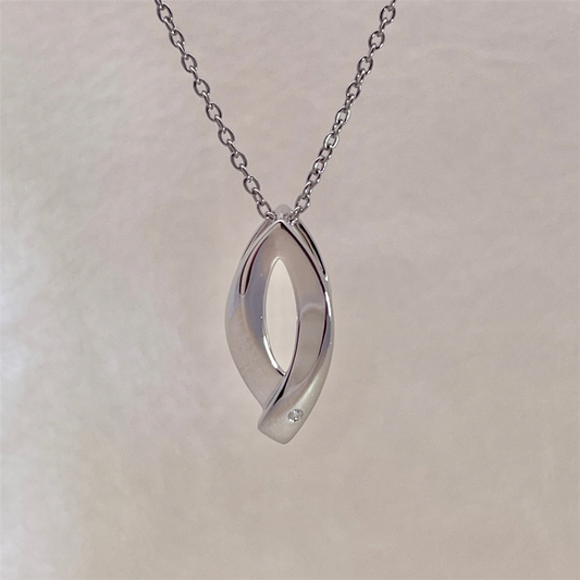 Sterling Silver and Diamond Pendant on adjustable Cable Chain