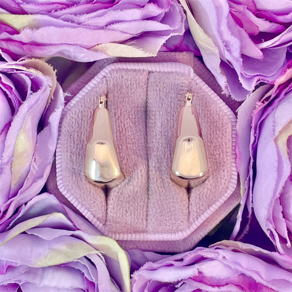 14K Yellow Gold Puffy Square Hoop Earrings