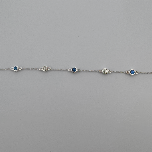14K White Gold Sapphire and Diamond Bracelet