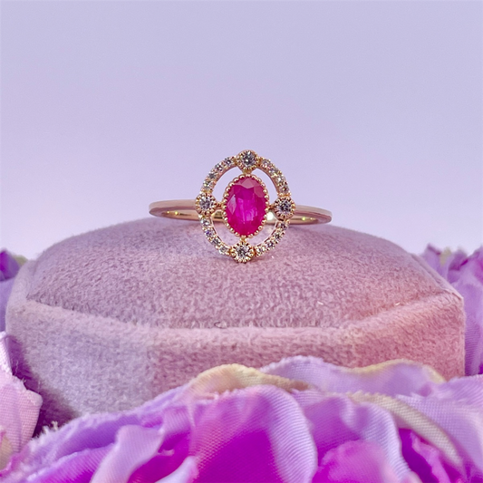 14K Yellow Gold Ruby and Diamond Ring