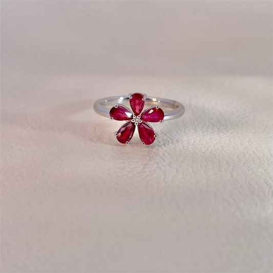 14K White Gold Ruby and Diamond Ring