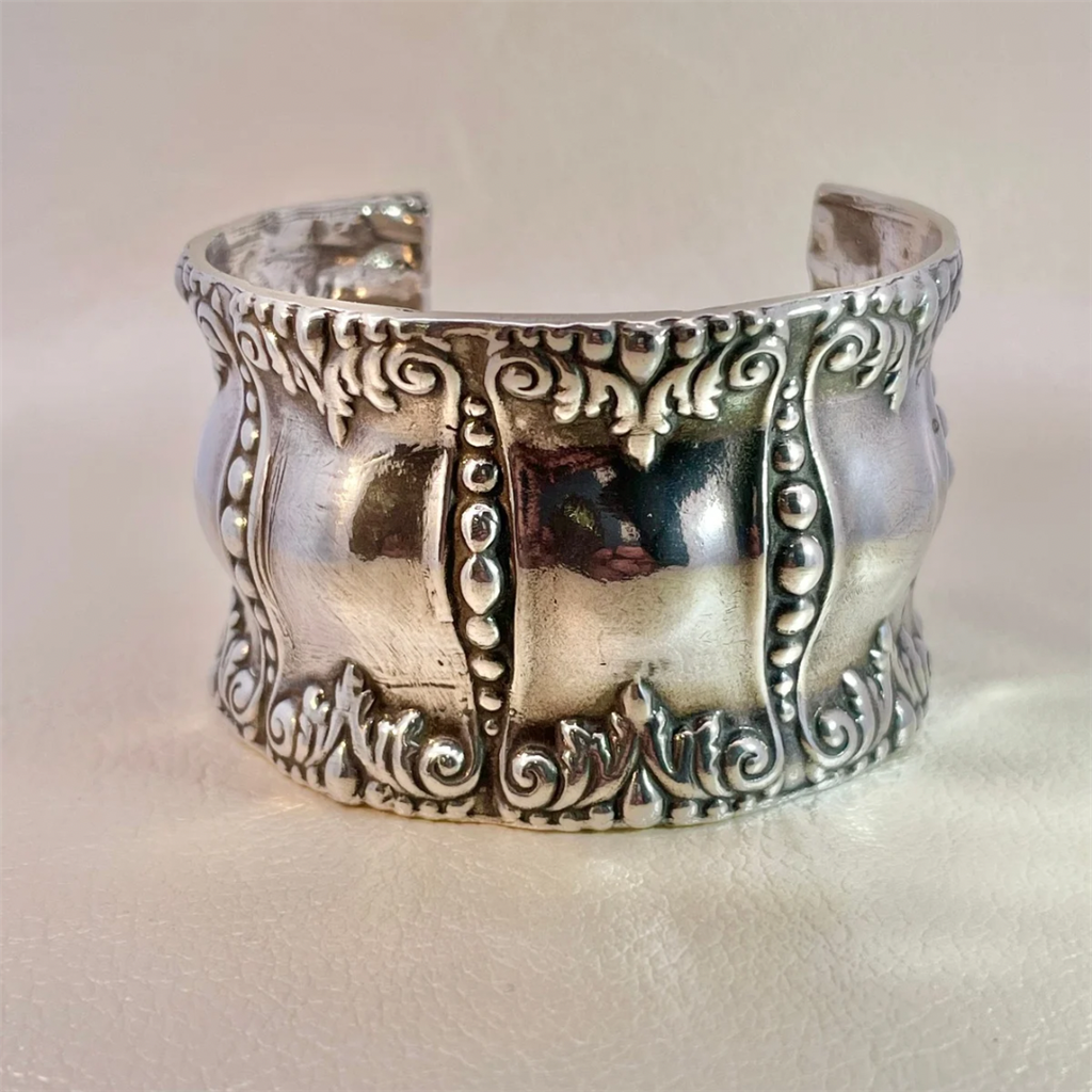 Estate- Sterling Silver Ornate Cuff Bracelet