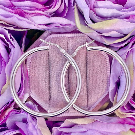 Sterling Silver Tube Hoop Earrings 30mm