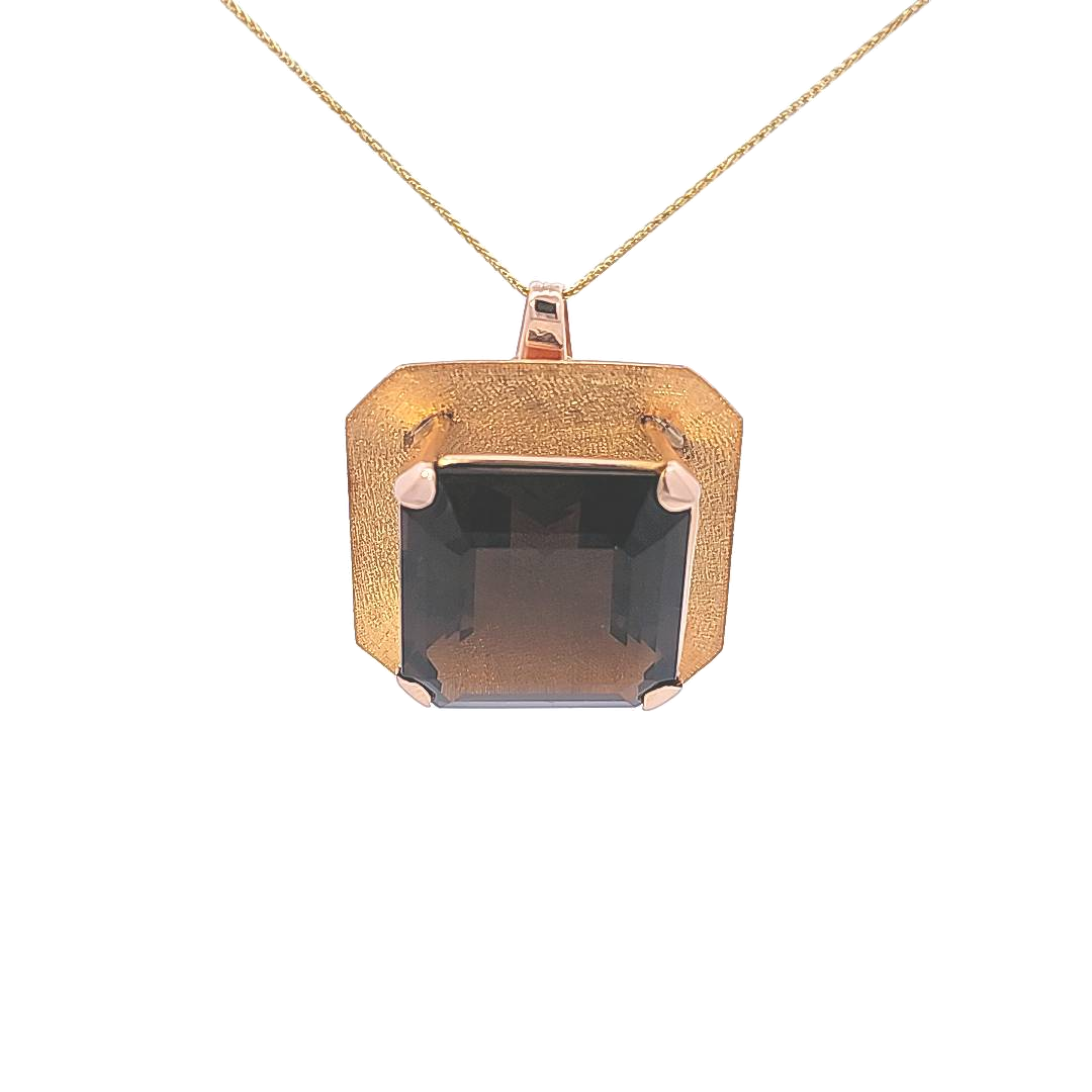 Smokey Quartz and Gold Pendant/Pin (chain sold separately)