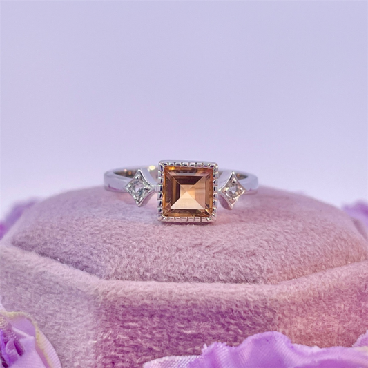 Benjamin Cohen- Sterling Silver Citrine and White Topaz Ring