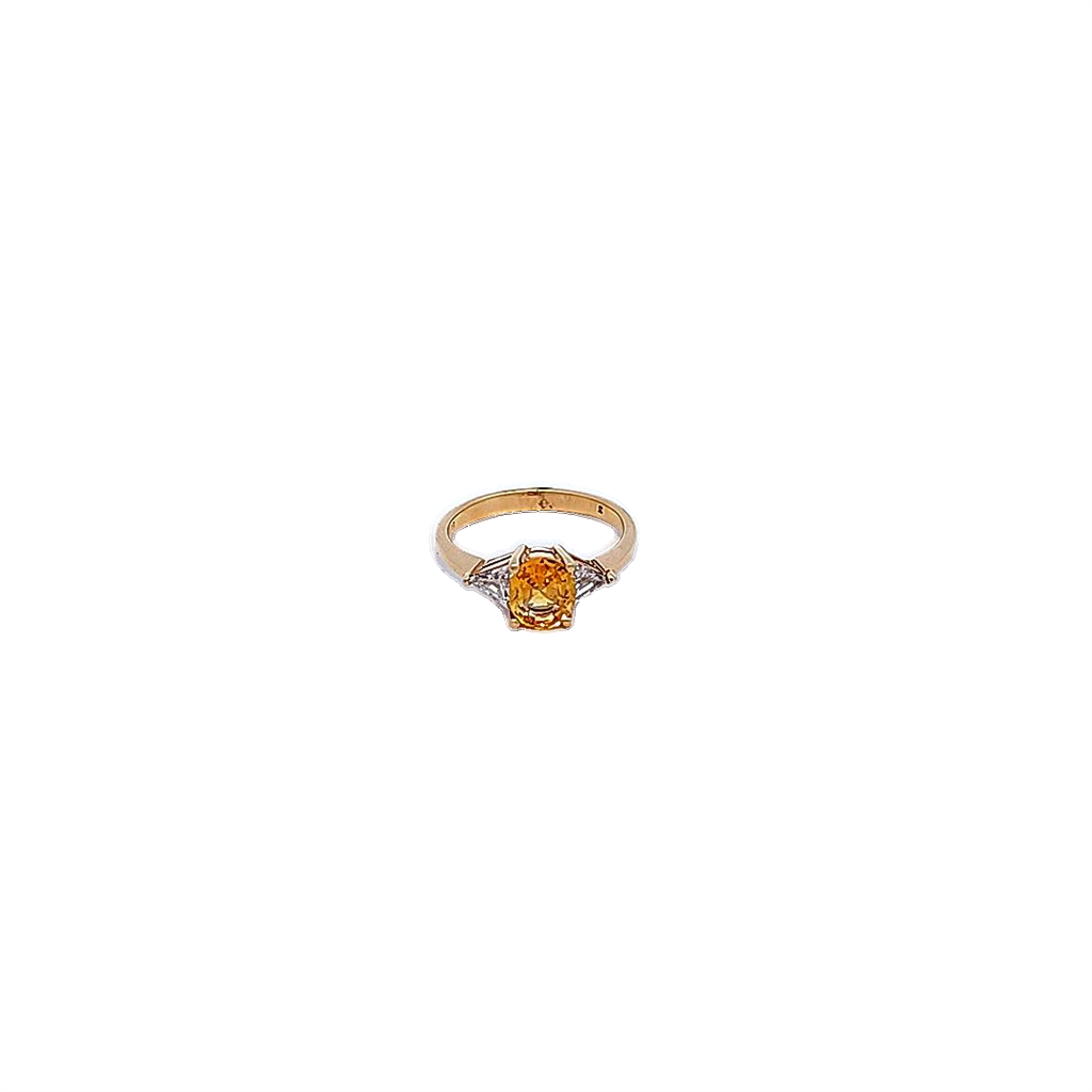 White Gold, Yellow Sapphire and Diamond Ring