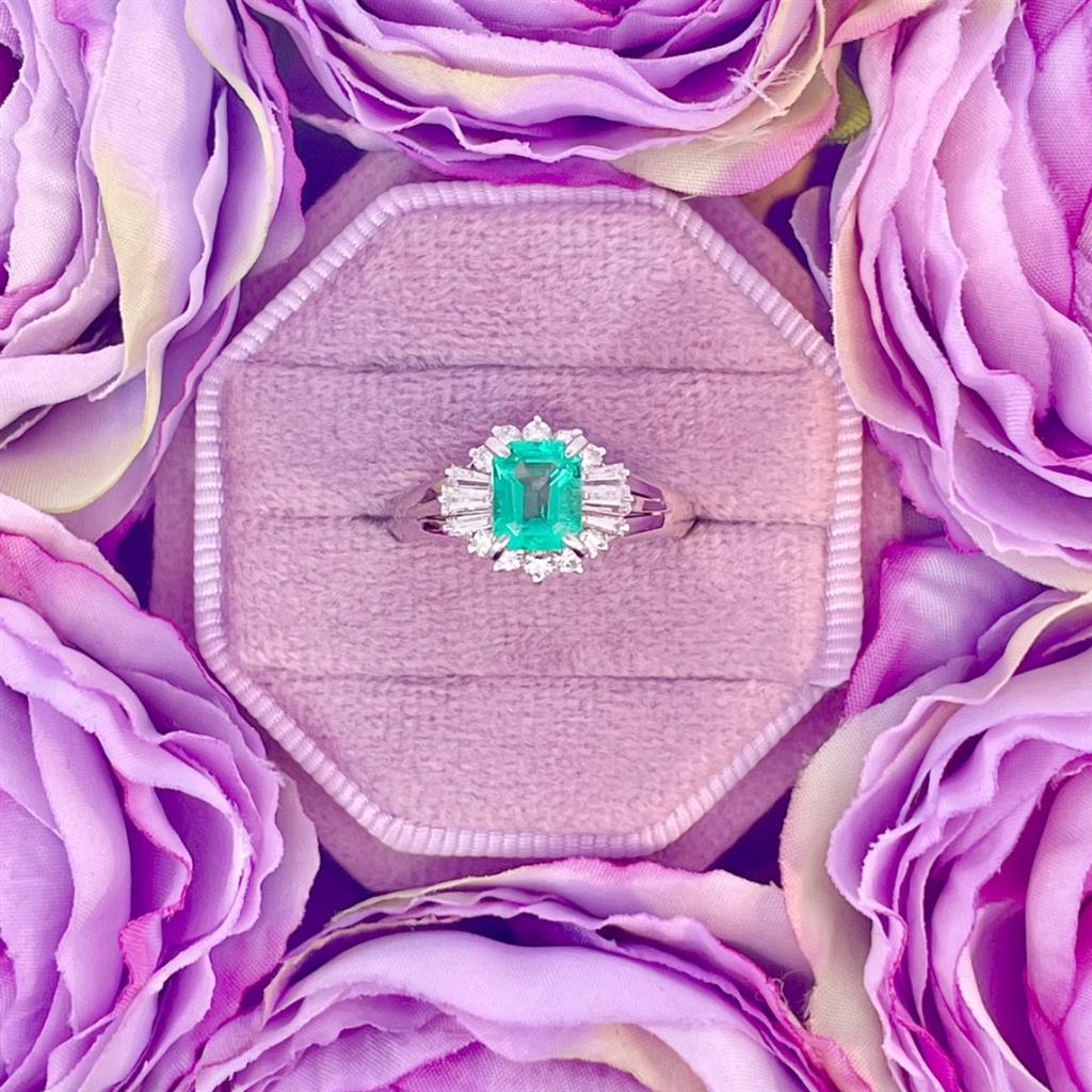 Platinum, Emerald and Diamond Ring