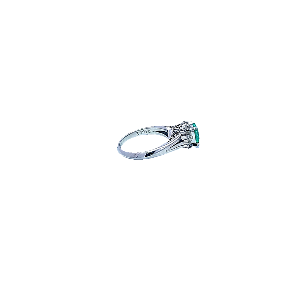 Platinum, Emerald and Diamond Ring