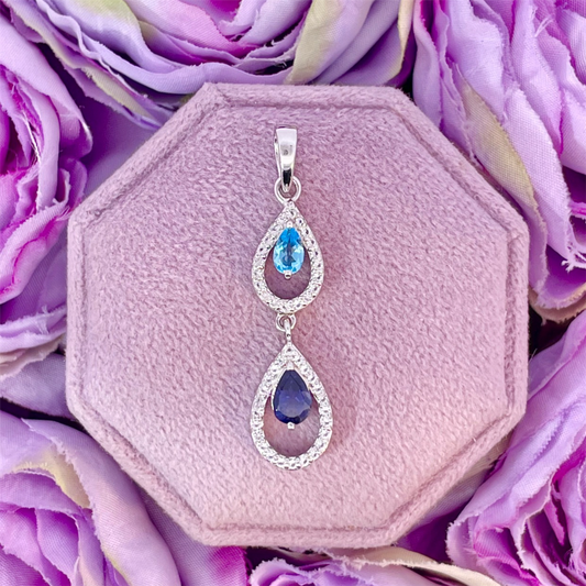 Benjamin Cohen- Sterling Silver Iolite, Blue Topaz and White Topaz Pendant