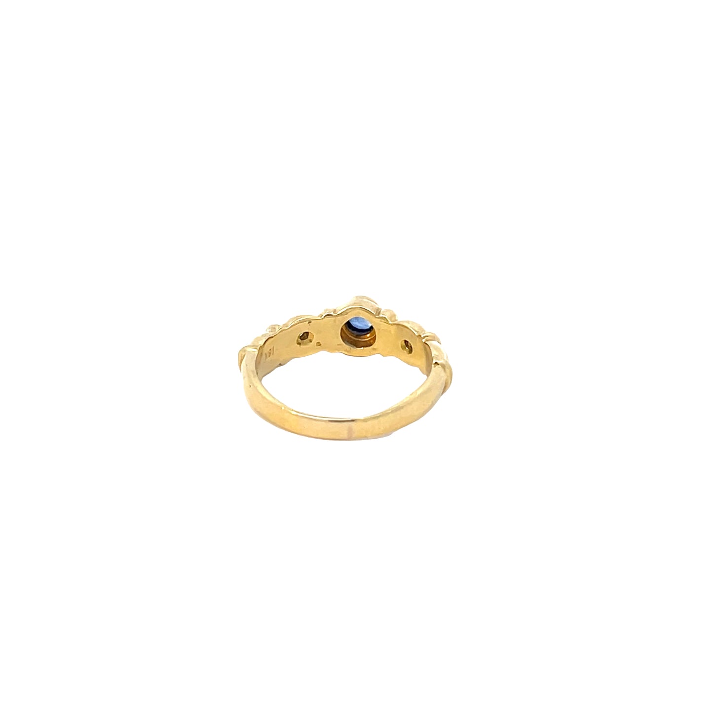 Yellow Gold, Blue Sapphire and Diamond Ring