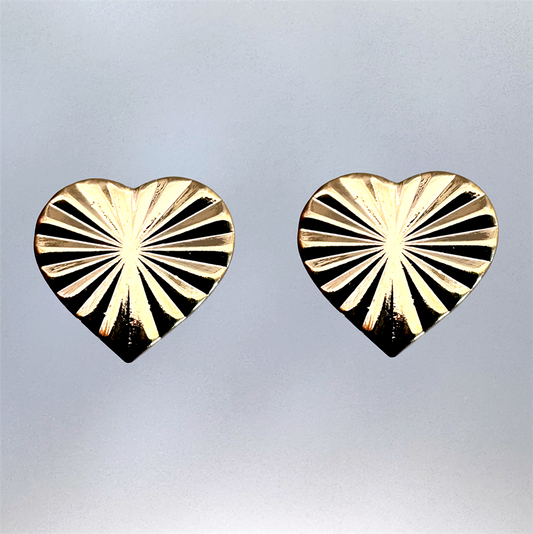 18K Yellow Gold Filled Heart Post Earrings
