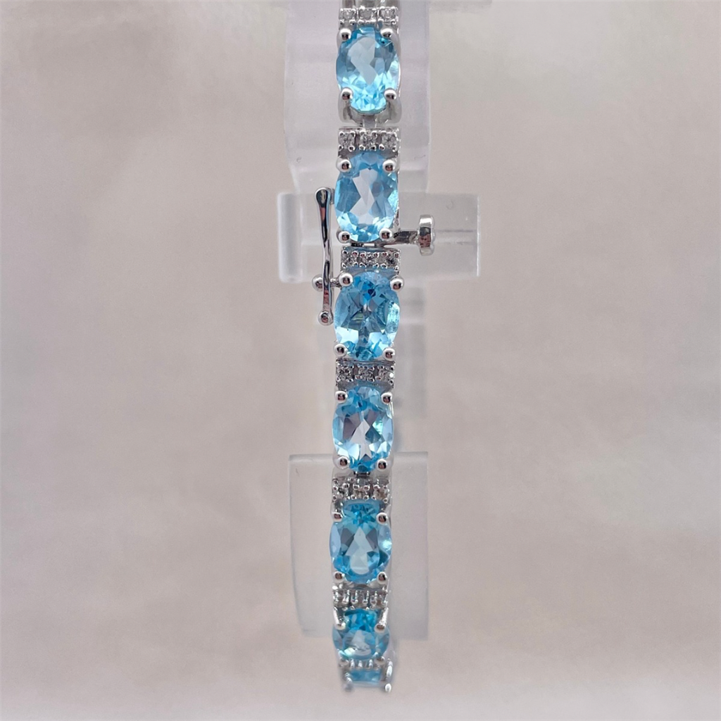 Benjamin Cohen- Sterling Silver Blue and White Topaz Bracelet
