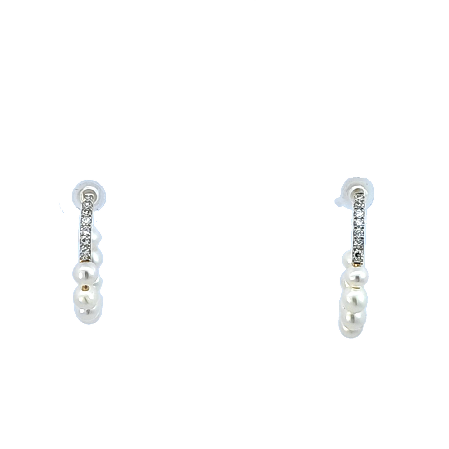 Freshwater Pearl and Diamond Hoop Earrings