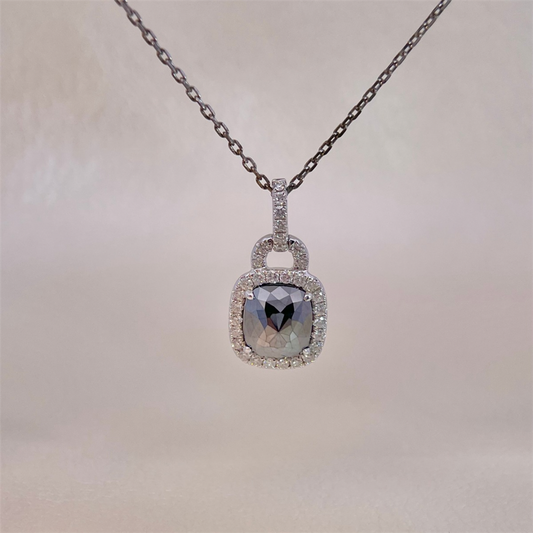 14K White Gold Black Diamond Pendant