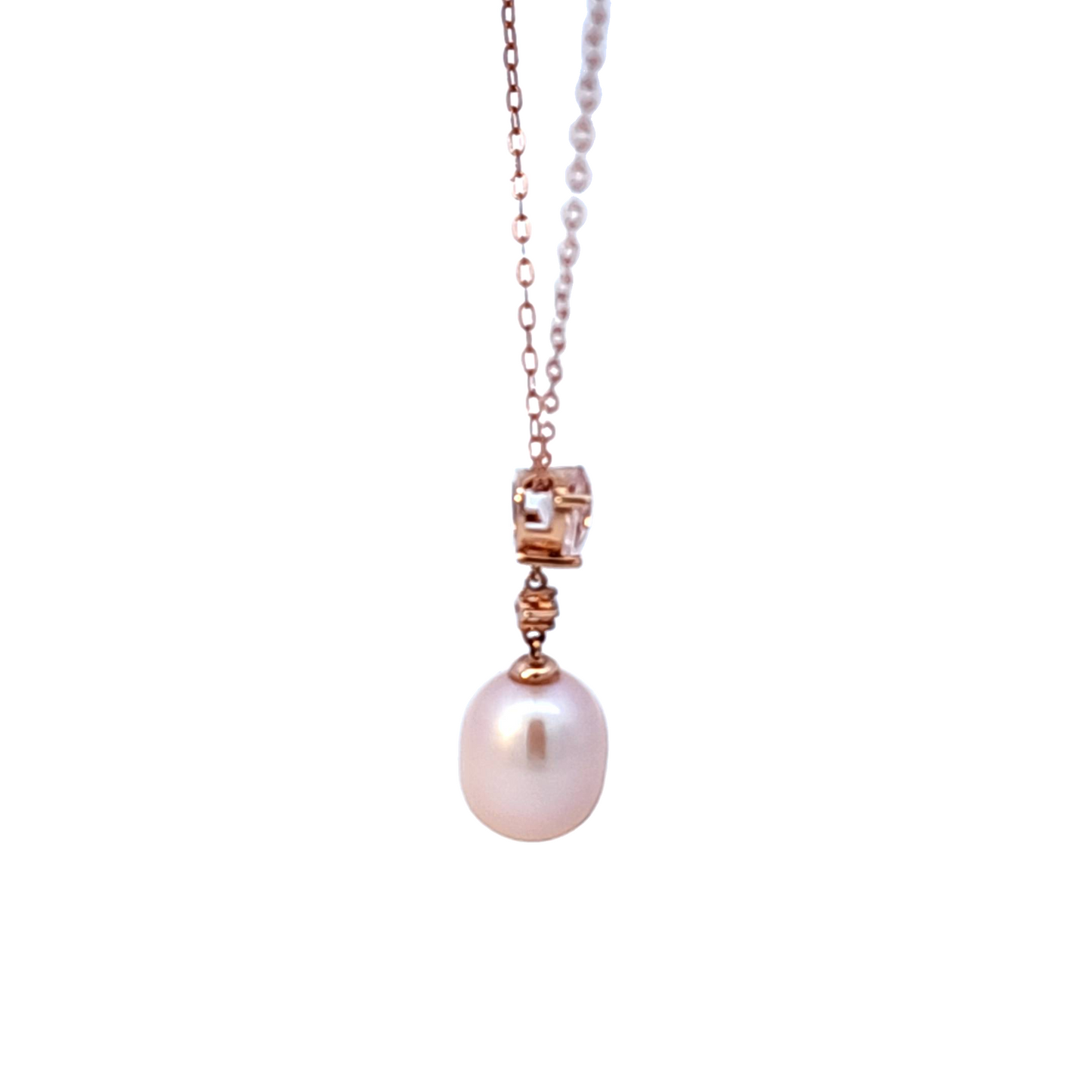 Pink Freshwater Pearl, Morganite and Diamond Necklace