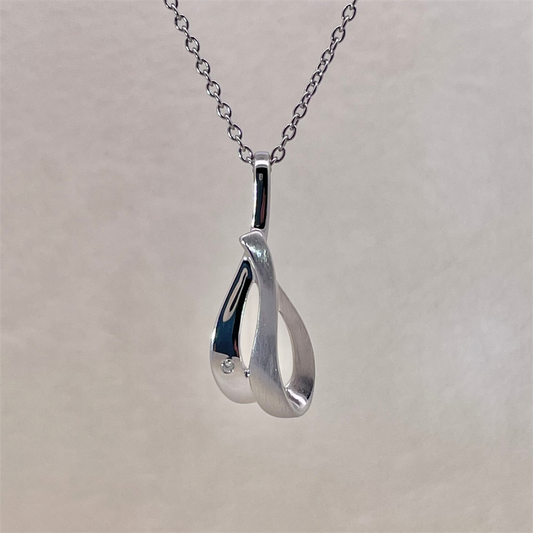 Sterling Silver and Diamond Pendant on adjustable Cable Chain