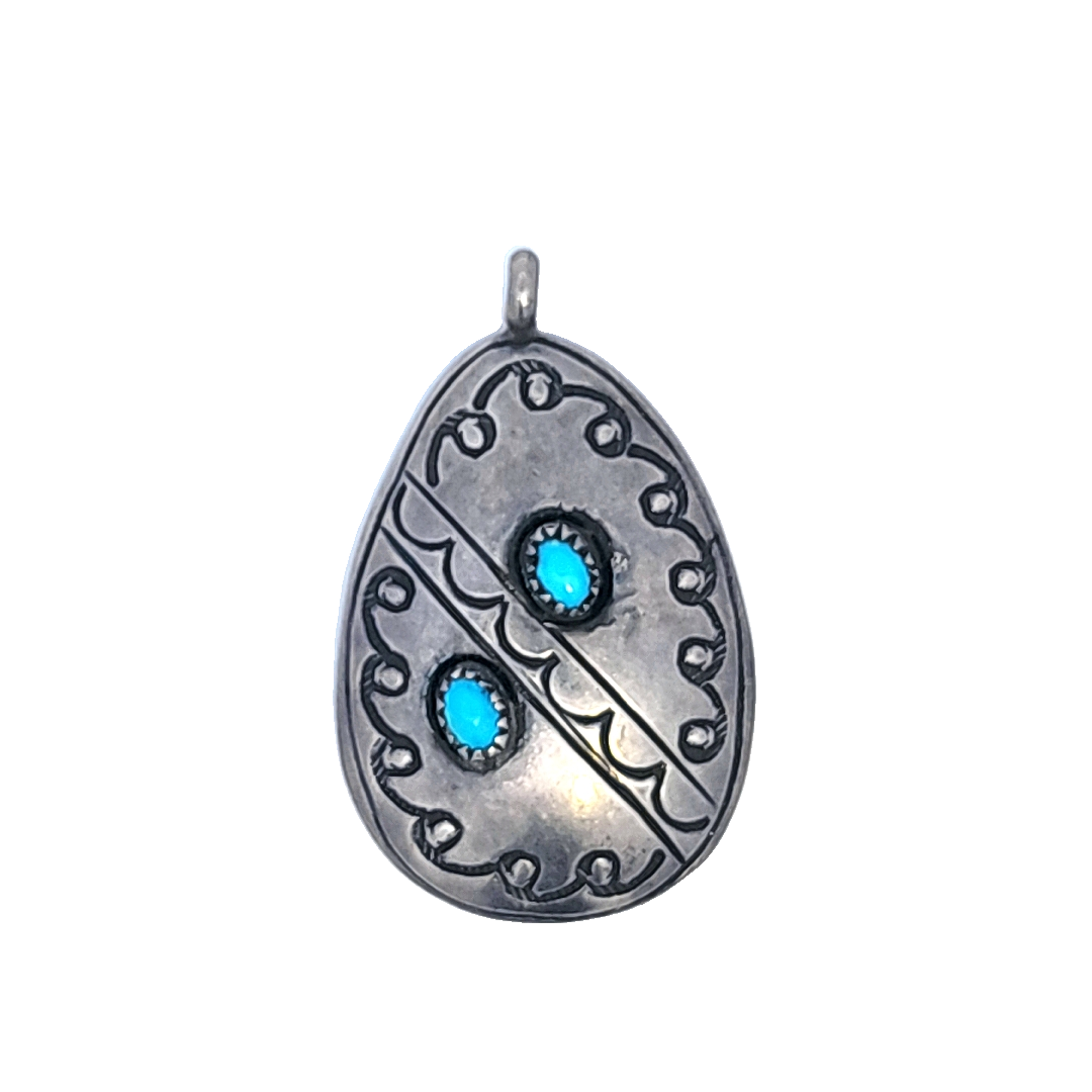 Turquoise and Silver Pendant (Chain sold separately)