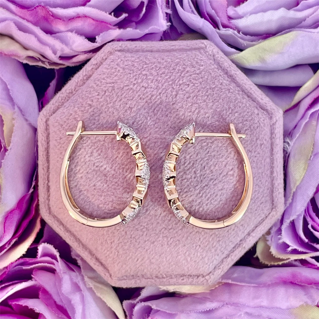 14K Yellow Gold Diamond Hoop Earrings
