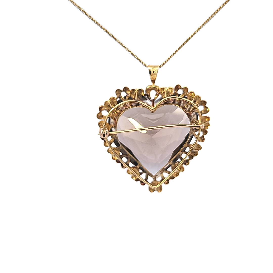 Smokey Quartz and Gold Heart Shaped Pendant (chain sold separately)