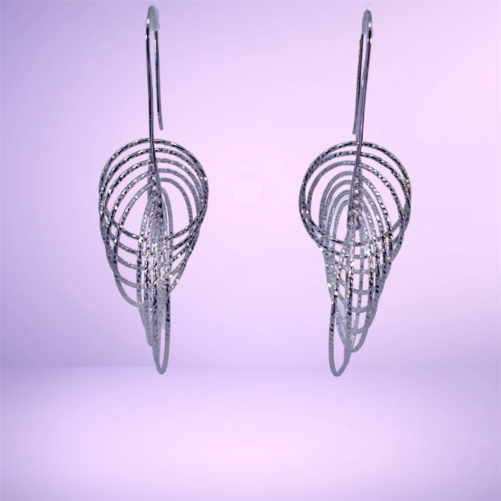 Sterling Silver Graduated Diamond Cut Circle Dangle Earrings