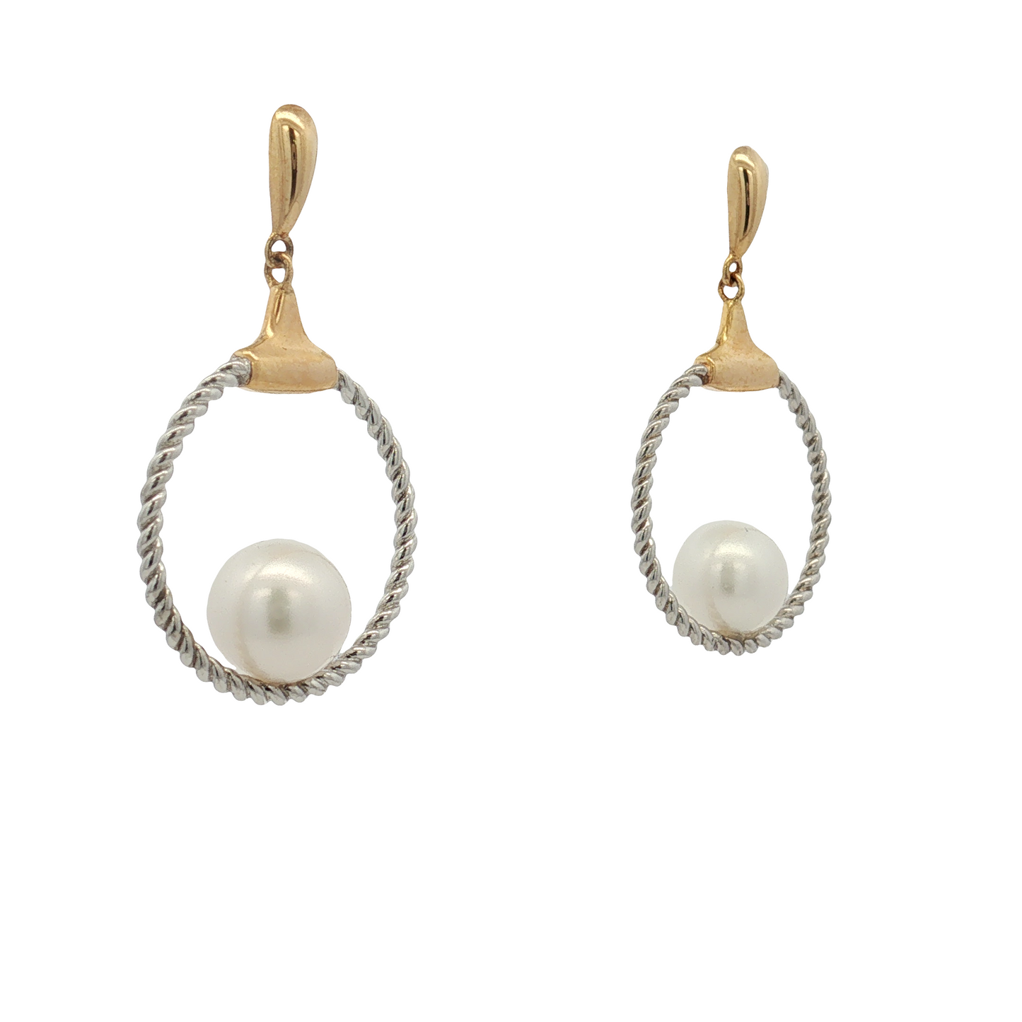 925/GOS Two-Tone Freshwater Pearl Earrings