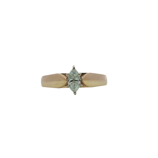 Estate- 14K Yellow Gold Marquise Diamond Engagement Ring
