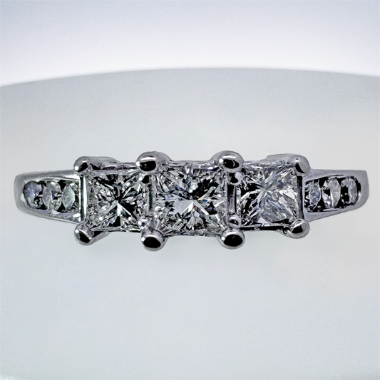 Estate-14K White Gold Diamond Wedding Set