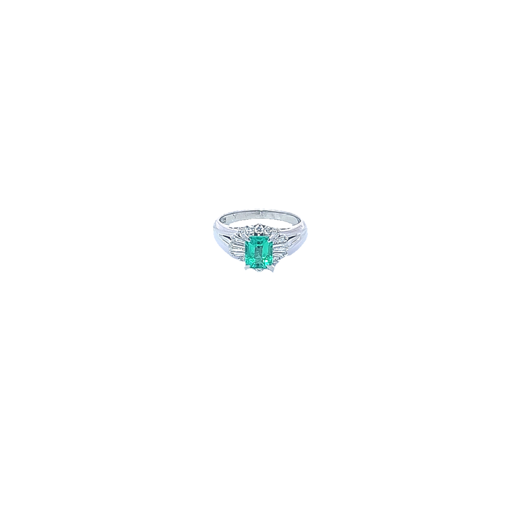 Platinum, Emerald and Diamond Ring