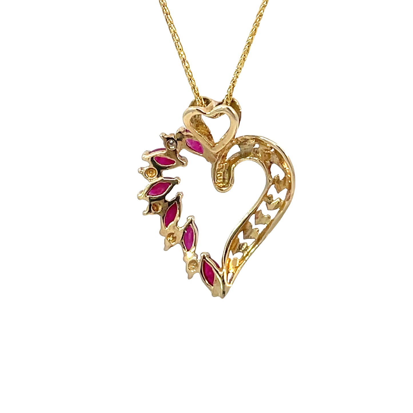 Ruby and Diamond Heart Shaped Pendant (chain sold separately)