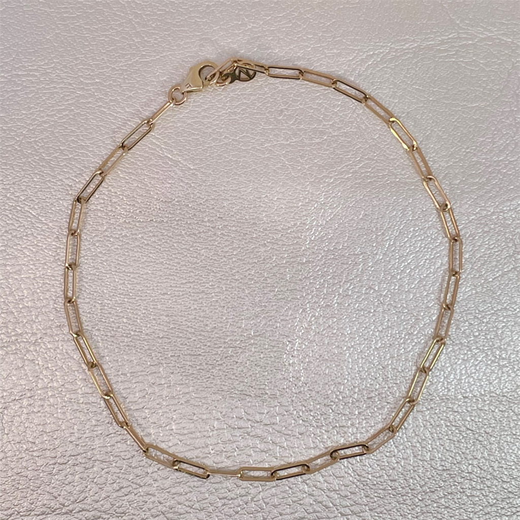 Estate- 14K Yellow Gold Paper Clip Chain Bracelet