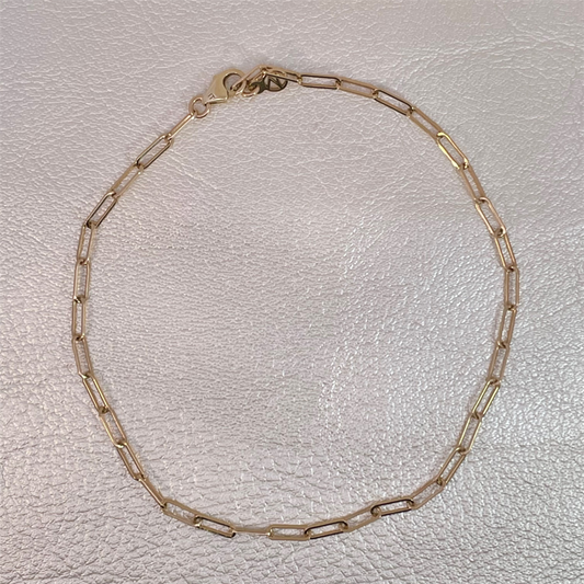 Estate- 14K Yellow Gold Paper Clip Chain Bracelet