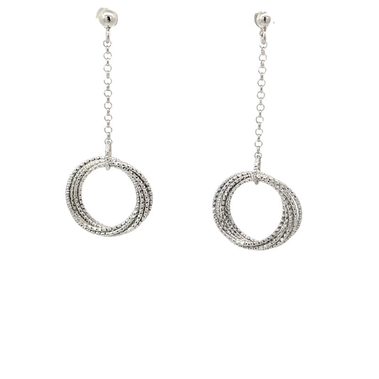 Sterling Silver Diamond Cut Love Knot Dangle Earrings