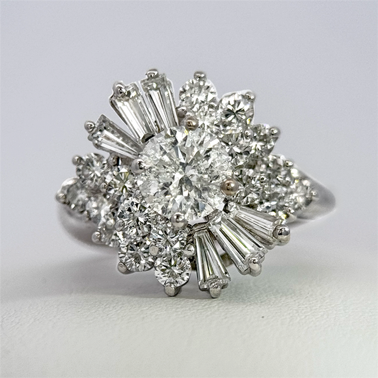 Estate - Platinum Diamond Ballerina Ring