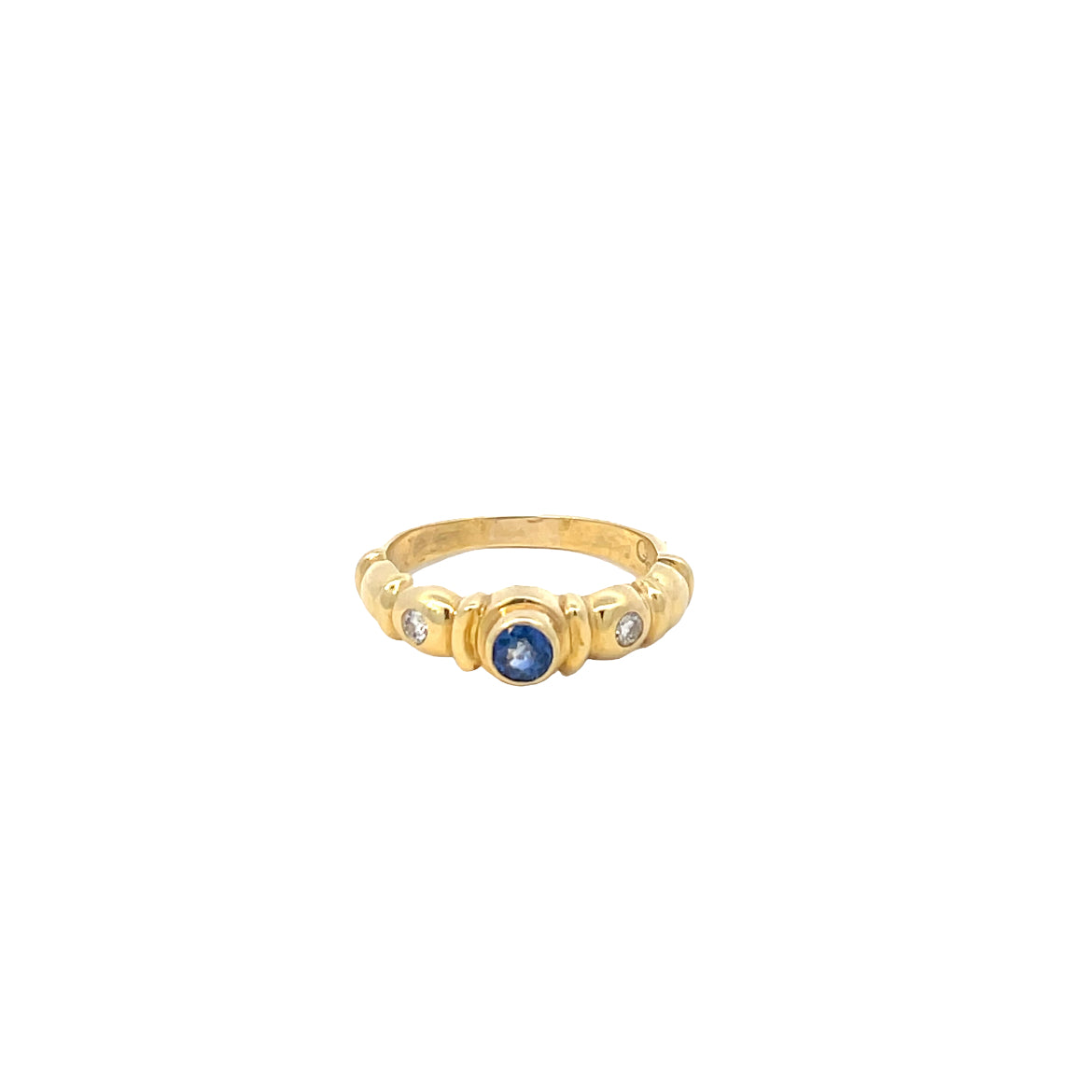 Yellow Gold, Blue Sapphire and Diamond Ring