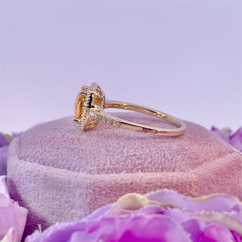 14K Yellow Gold Citrine and Diamond Ring