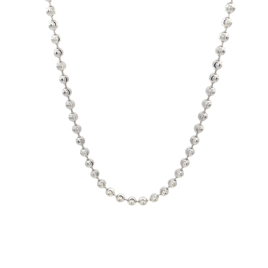 Sterling Silver Necklace with Round Diamond Cut Beads