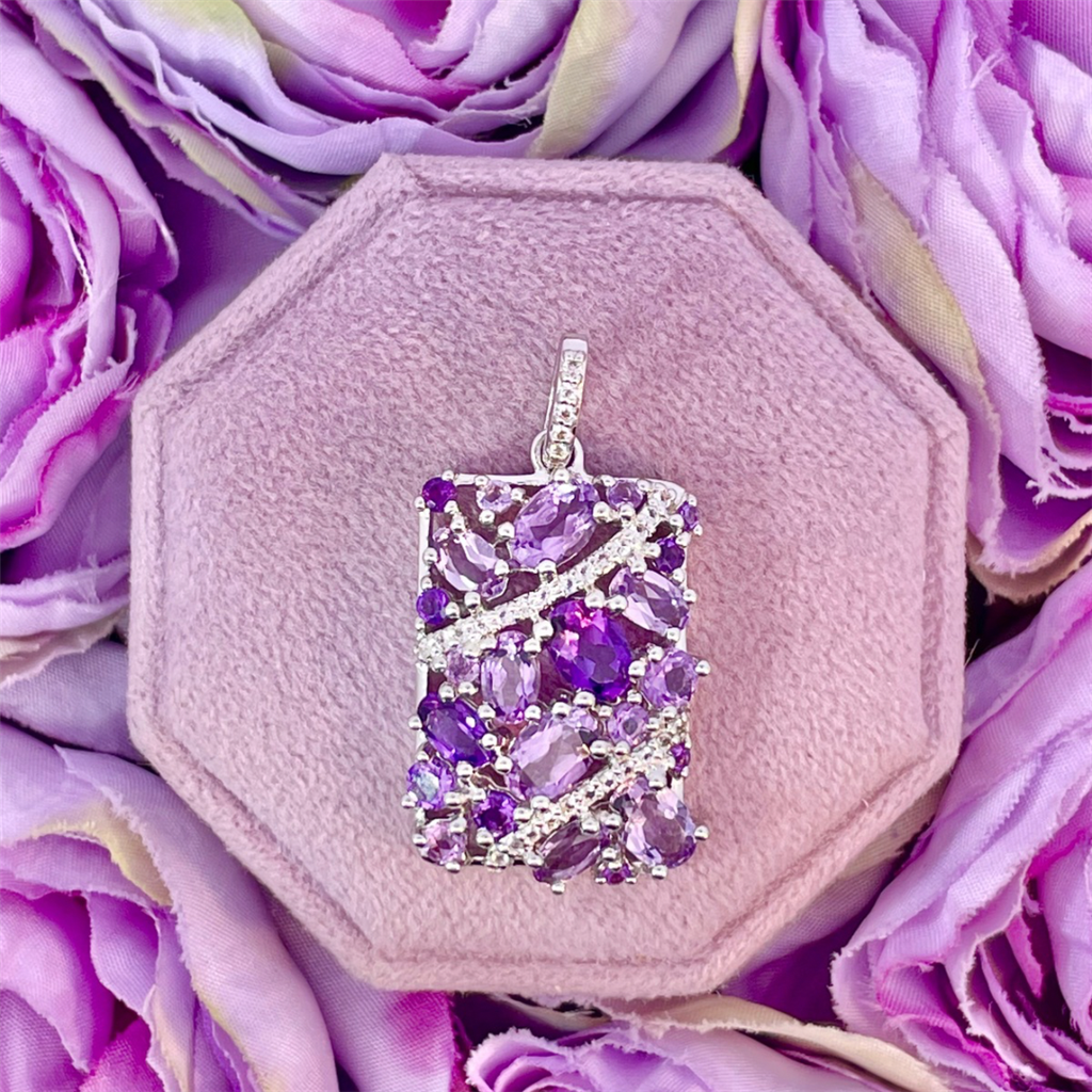 Benjamin Cohen- Sterling Silver Amethyst and White Topaz Pendant