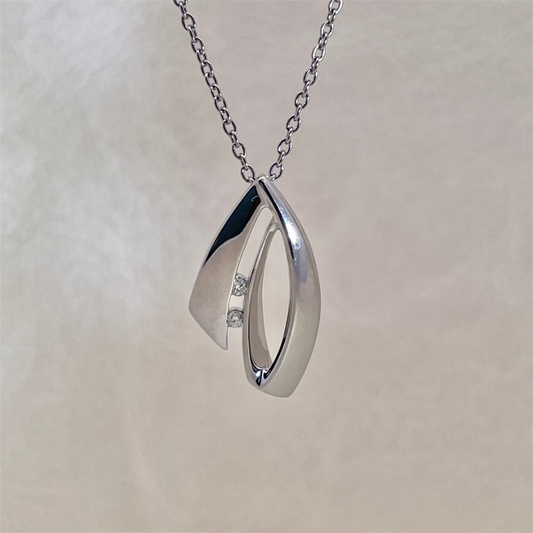 Sterling Silver and Diamond Pendant on adjustable Cable Chain